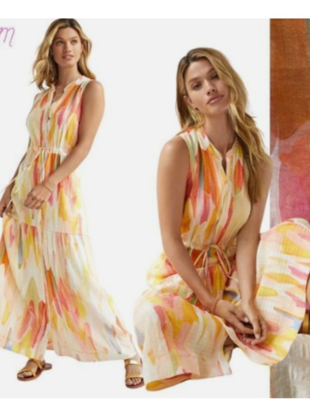 Anthropologie Maeve Watercolor Maxi Dress, Size small. EUC